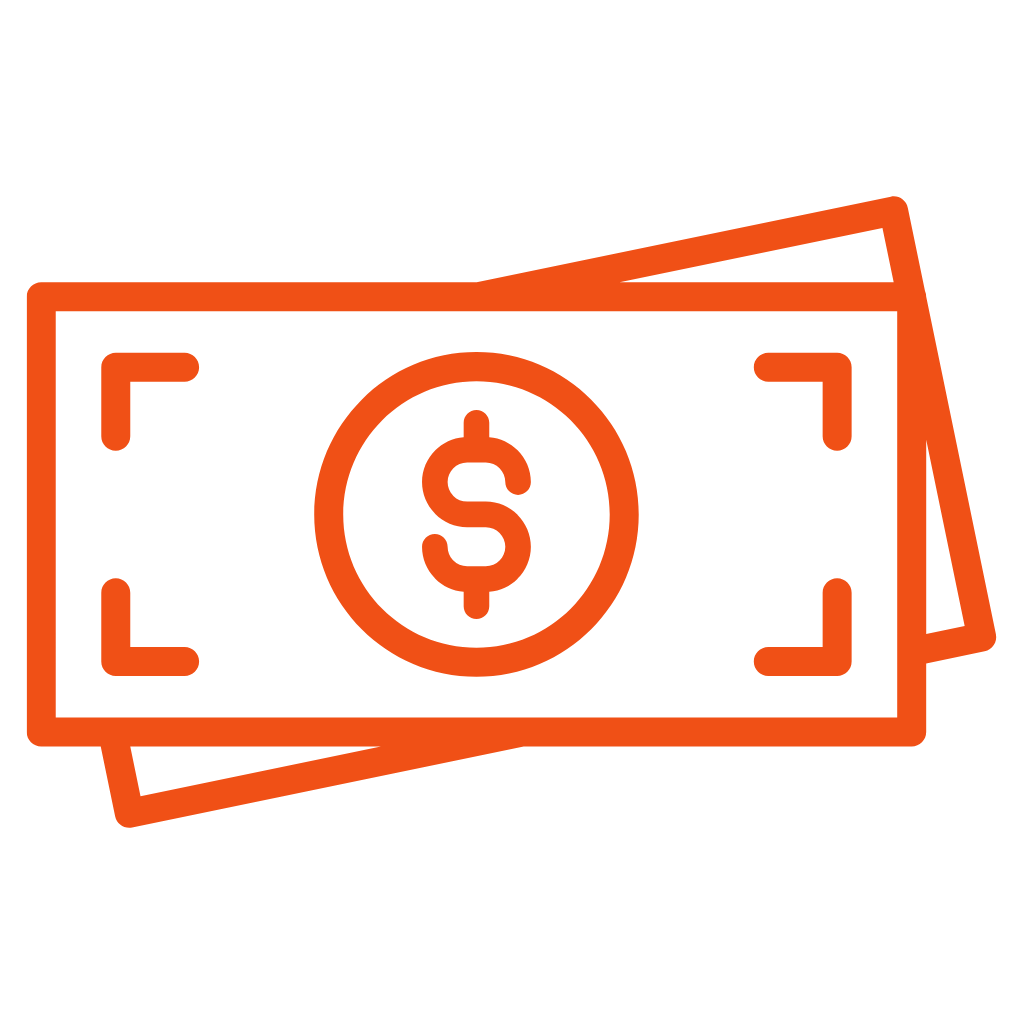 Orange dollar icon